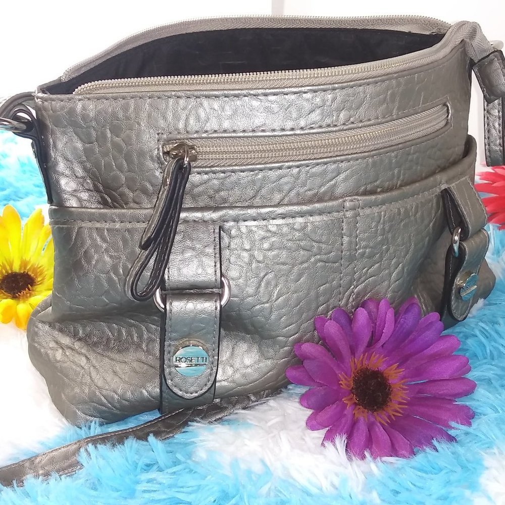 ✅  ROSETTI  GRAY CROSS-BODY BAG 🆒SILVER TONE